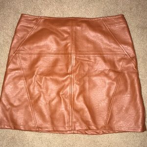 Brown leather skirt
